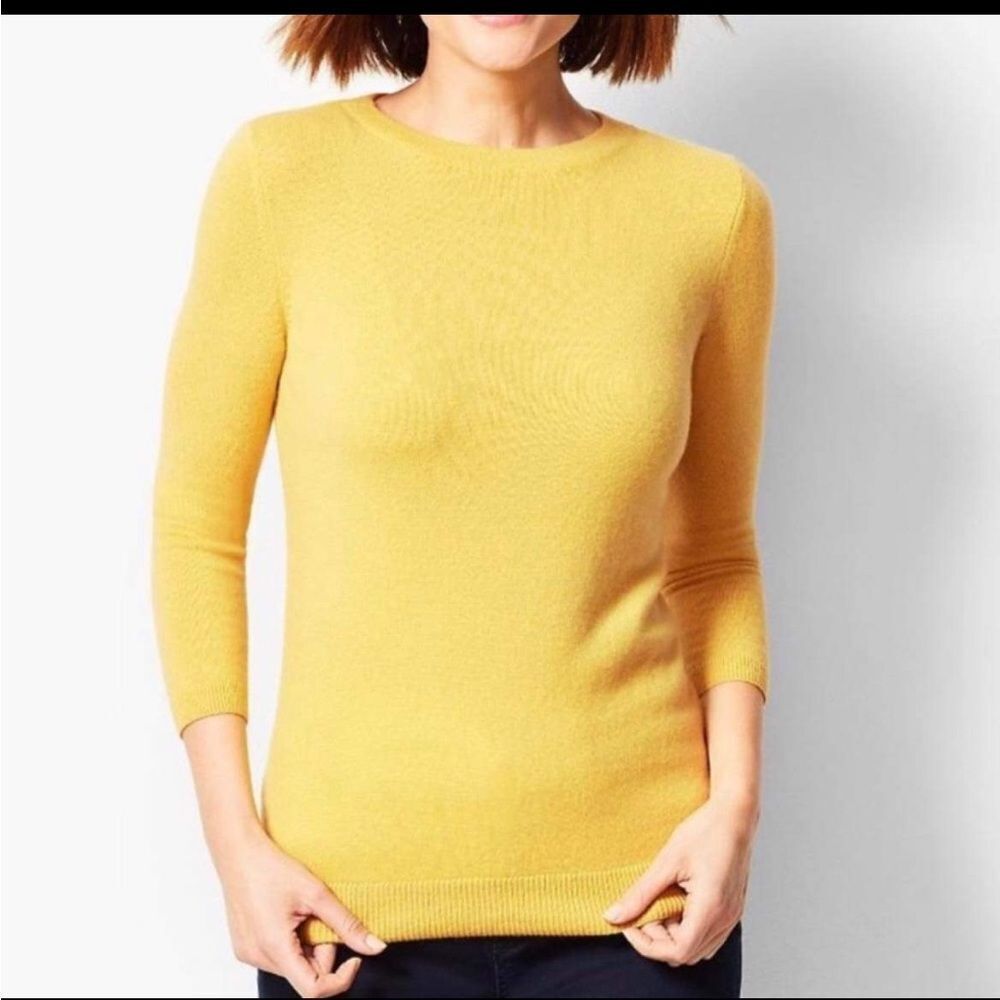 TALBOTS EUC Yellow Cashmere Sweater M